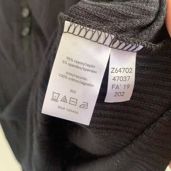 Venus Black Ribbed Long Sleeve Button Front Top - Picture 5 of 6